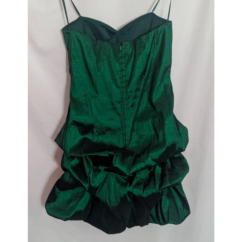City Triangles Green Strapless Bubble Mini Dress Size 7 Beaded K1 Goth Glam